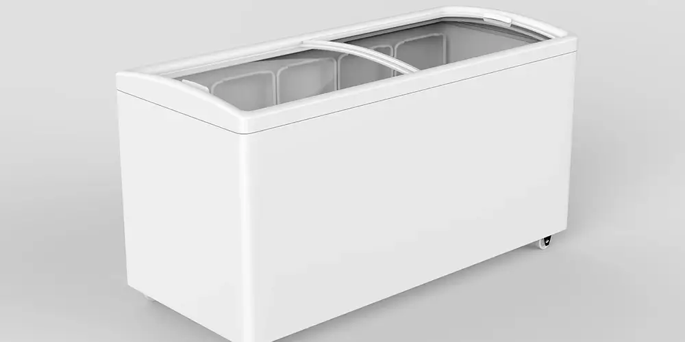 A commercial chest freezer