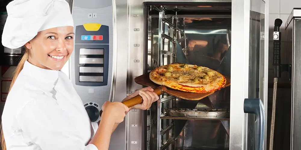 A commercial pizza oven