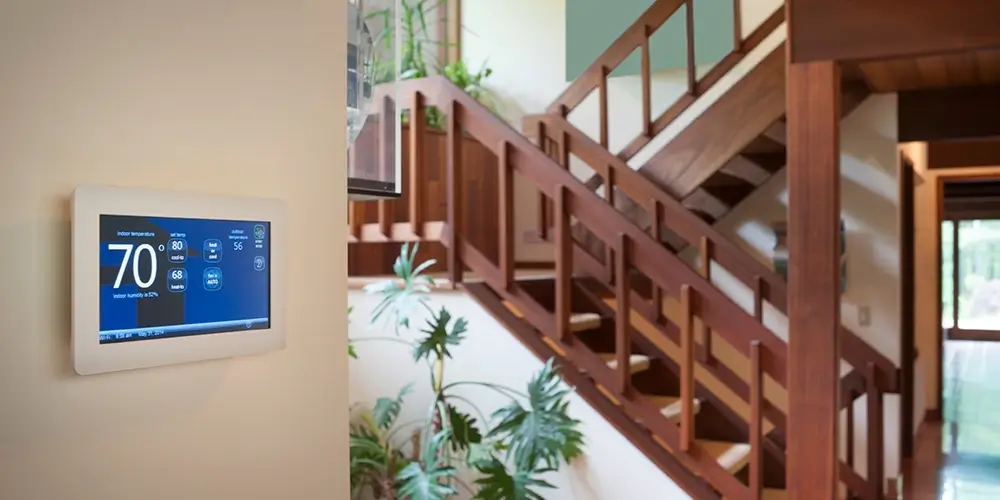 A home with a smart thermostat
